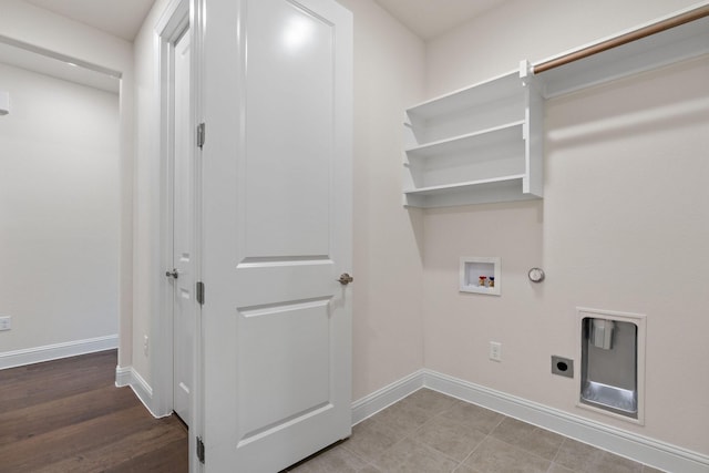 laundry area with washer hookup, gas dryer hookup, and electric dryer hookup