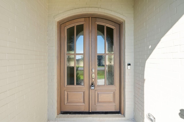 property entrance with french doors