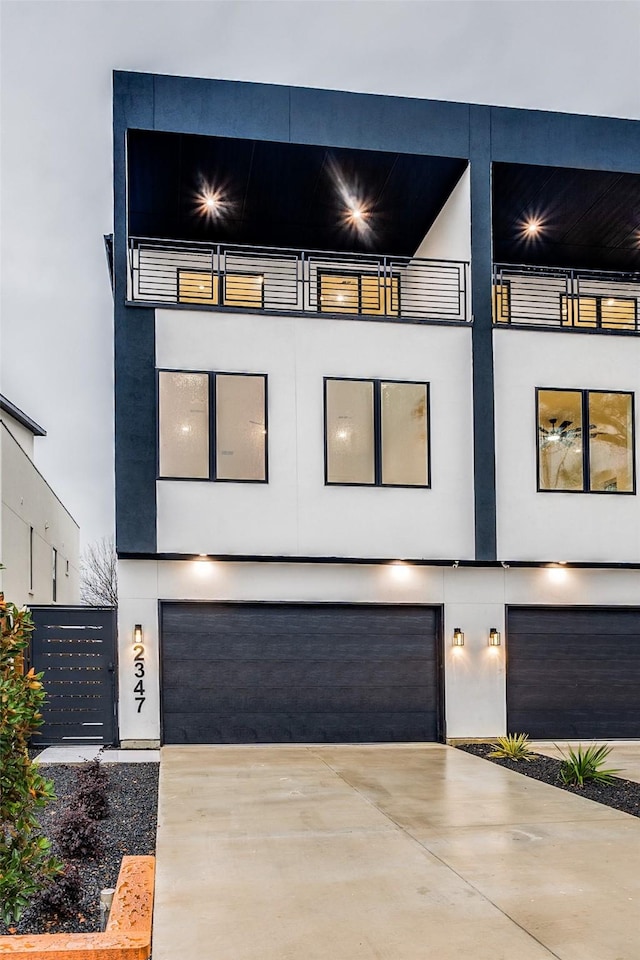 modern home featuring a garage