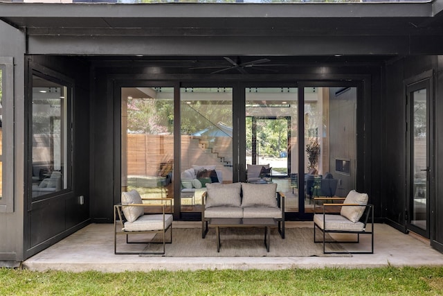 interior space featuring outdoor lounge area