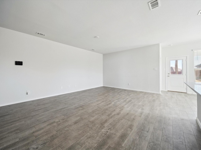 unfurnished living room with wood-type flooring