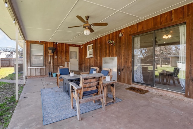 view of patio / terrace featuring ceiling fan