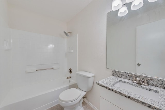 full bathroom with vanity, tile patterned flooring, shower / bathtub combination, and toilet