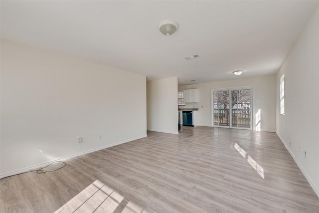 unfurnished living room with light hardwood / wood-style floors