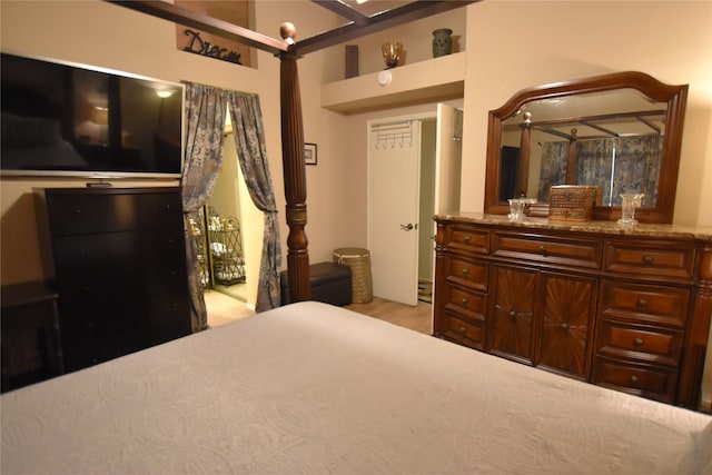 bedroom featuring light wood-type flooring