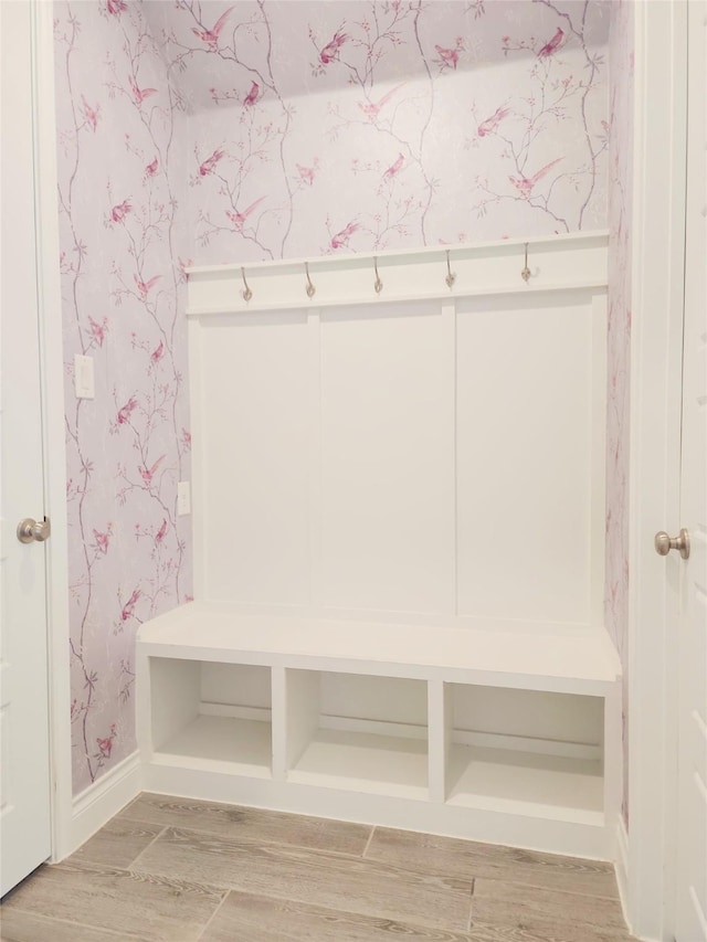 mudroom with light wood-type flooring