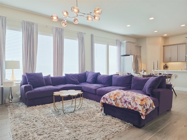 living room featuring light hardwood / wood-style flooring