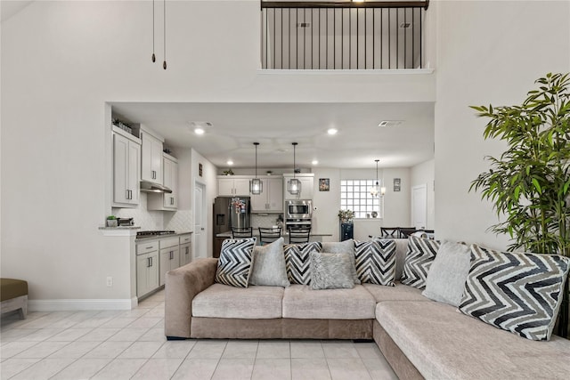 view of tiled living room