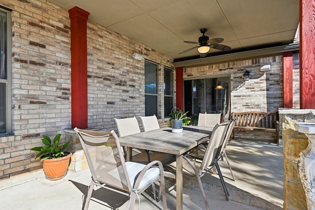 view of patio with ceiling fan