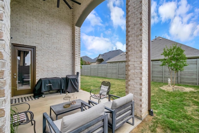 view of patio / terrace with ceiling fan