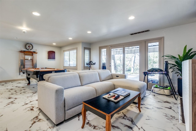 living room with billiards