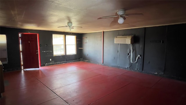 entryway featuring ceiling fan and an AC wall unit