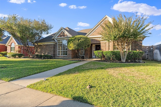 view of property hidden behind natural elements featuring a front lawn