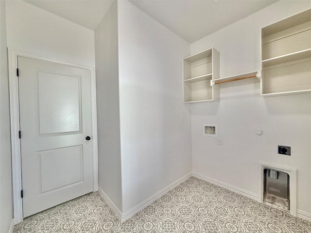 laundry room featuring washer hookup, hookup for a gas dryer, hookup for an electric dryer, and light tile patterned flooring