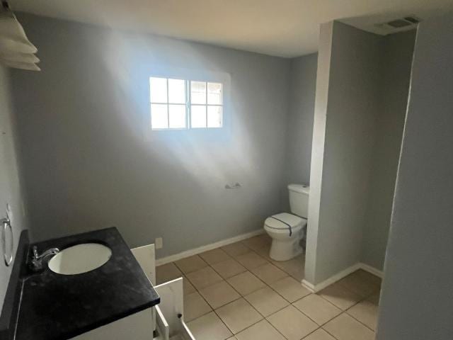 bathroom with tile patterned floors, vanity, and toilet