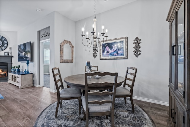 dining room with a notable chandelier