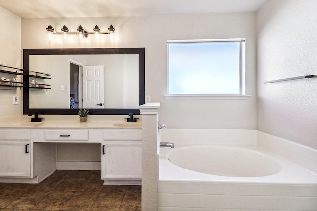 bathroom featuring vanity and a bathing tub