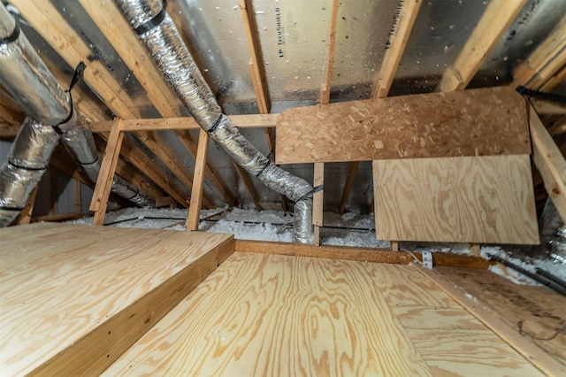 view of unfinished attic