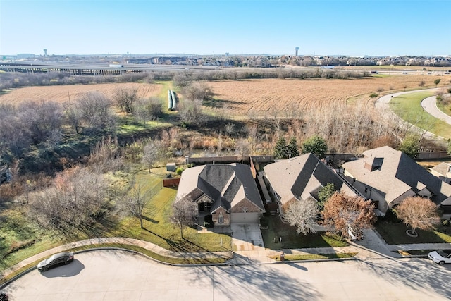 drone / aerial view with a rural view