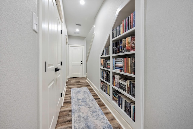 hall featuring dark hardwood / wood-style flooring