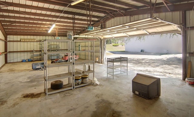 garage with a garage door opener