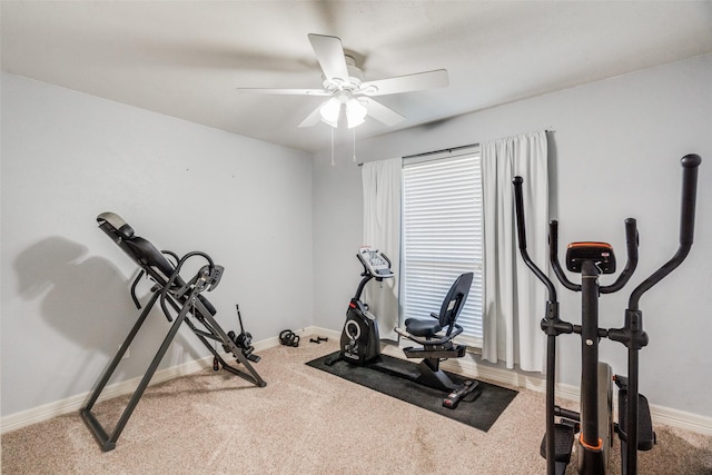 workout area with carpet floors