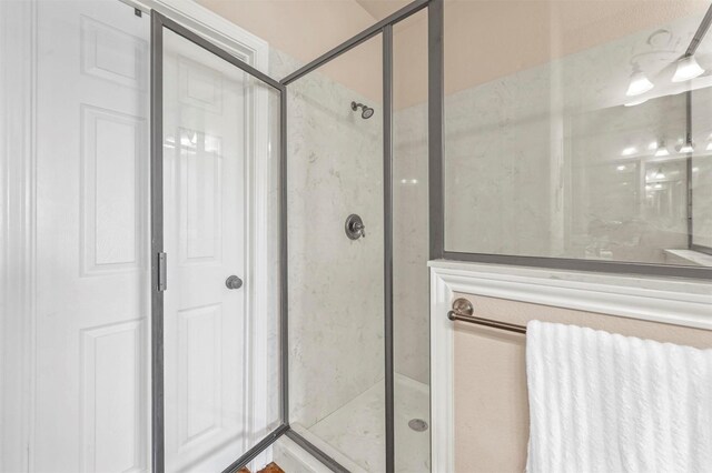 bathroom featuring a shower stall