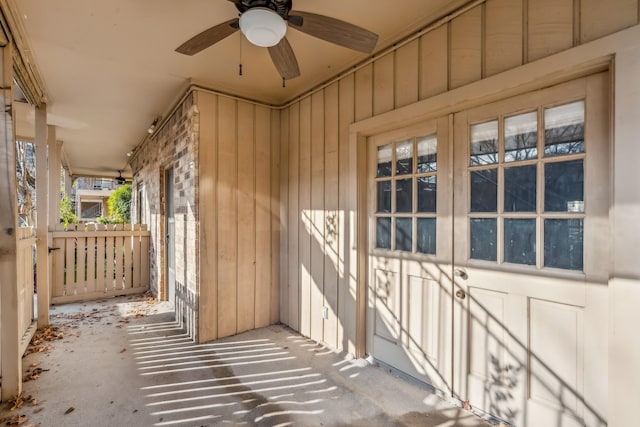 view of patio / terrace featuring ceiling fan