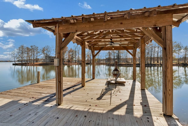 view of dock featuring a water view