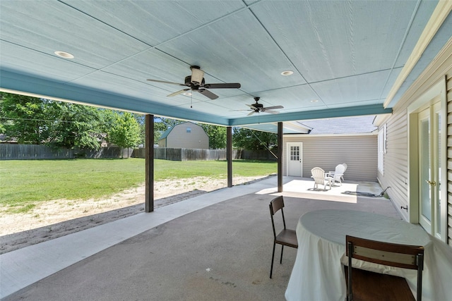 view of patio / terrace with ceiling fan