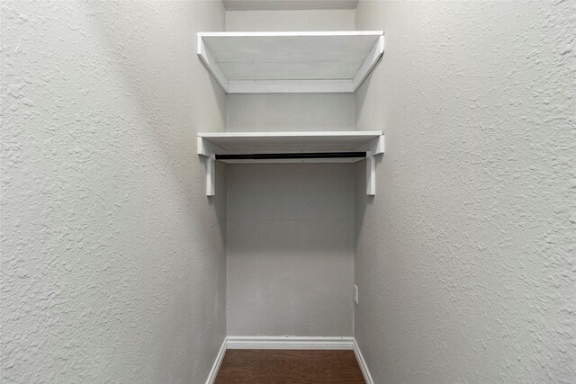 walk in closet with wood-type flooring