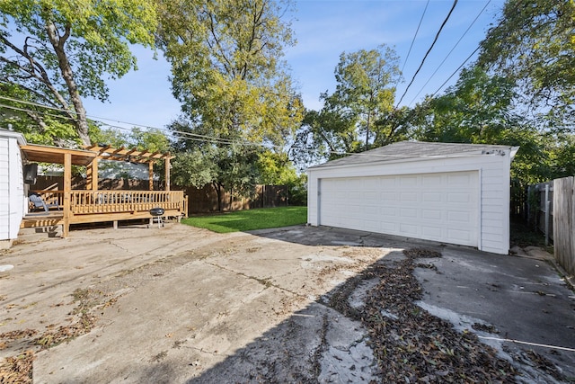 garage featuring a yard