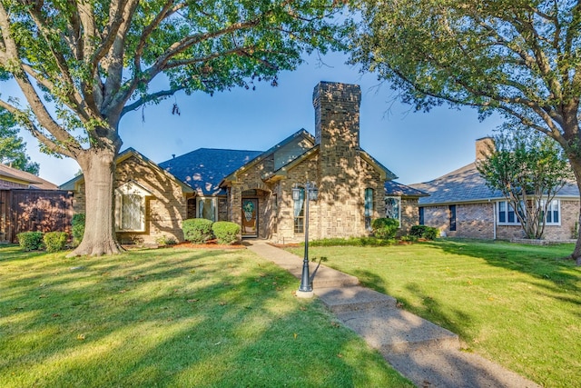 view of front of property featuring a front yard