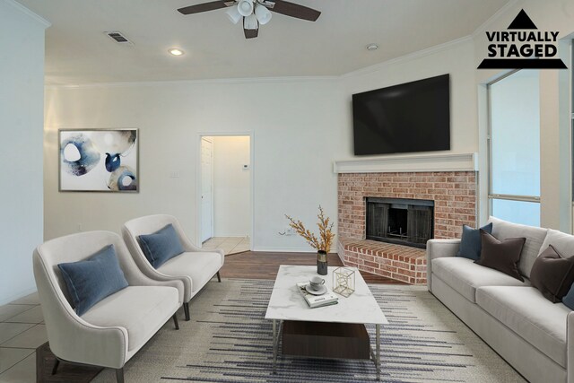 unfurnished living room with built in features, light tile patterned floors, and a fireplace