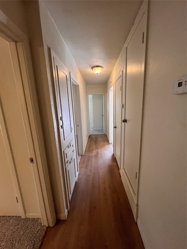 hallway featuring dark hardwood / wood-style flooring