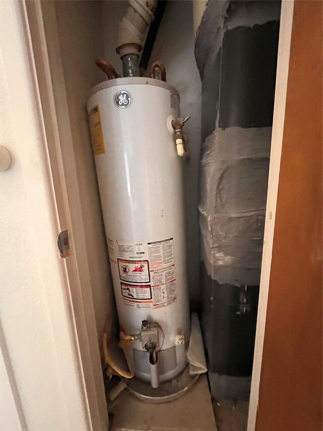 utility room with gas water heater