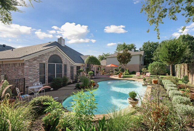 view of pool featuring a patio