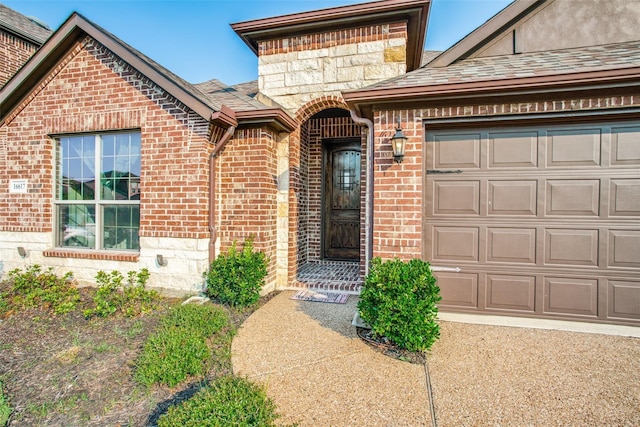 entrance to property with a garage