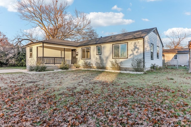 ranch-style home with covered porch