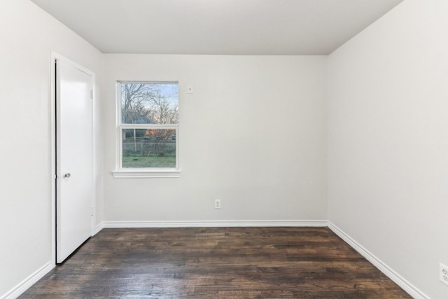 spare room with dark hardwood / wood-style floors