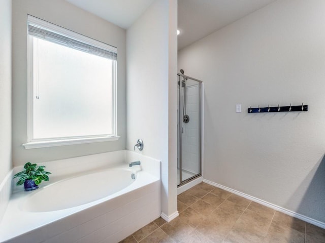 bathroom with independent shower and bath