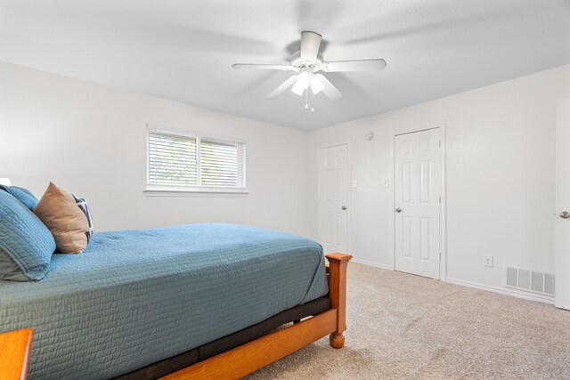 bedroom with carpet and ceiling fan