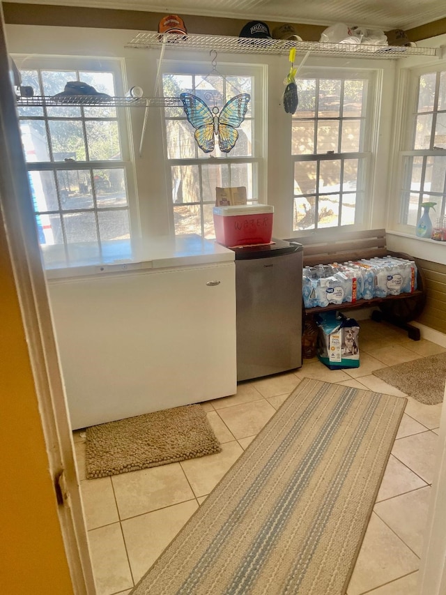 interior space featuring tile patterned flooring