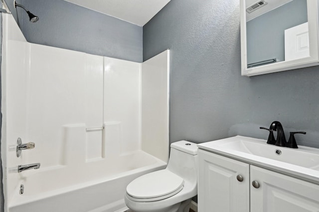 full bathroom featuring vanity, toilet, and shower / bath combination