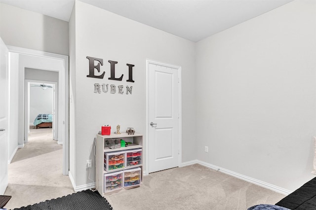 playroom with light colored carpet