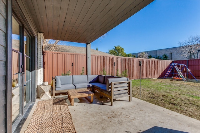 view of patio featuring an outdoor living space