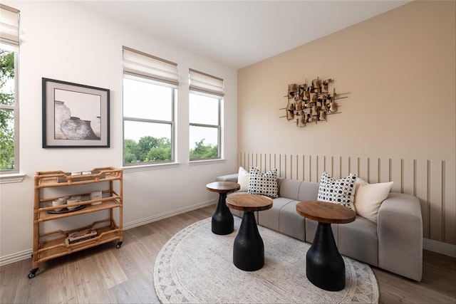 sitting room with hardwood / wood-style floors