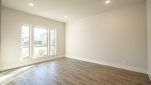 spare room featuring wood-type flooring