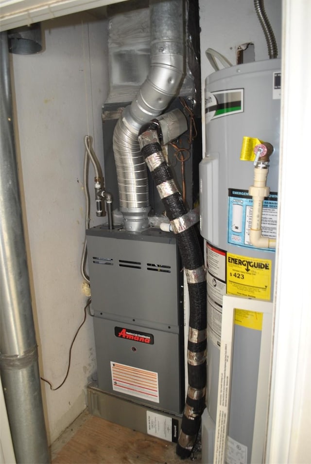 utility room featuring water heater