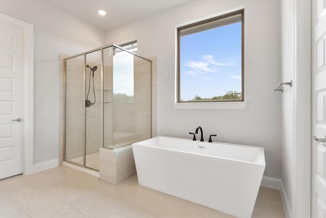 bathroom with independent shower and bath